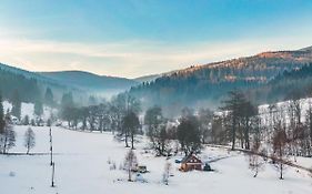 Drewniany domek pod masywem Śnieżnika dojazd otwarty